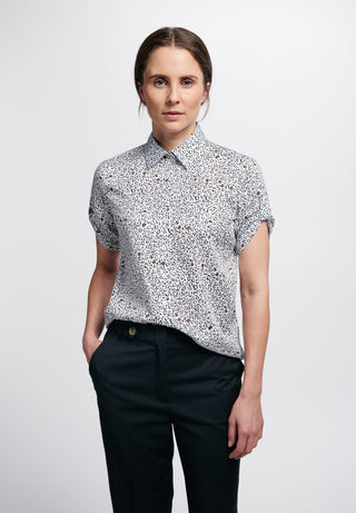 ETERNA CLASSIC FIT Kurz Arm Bluse - Snow Leopard Confetti - 7472-01-H642