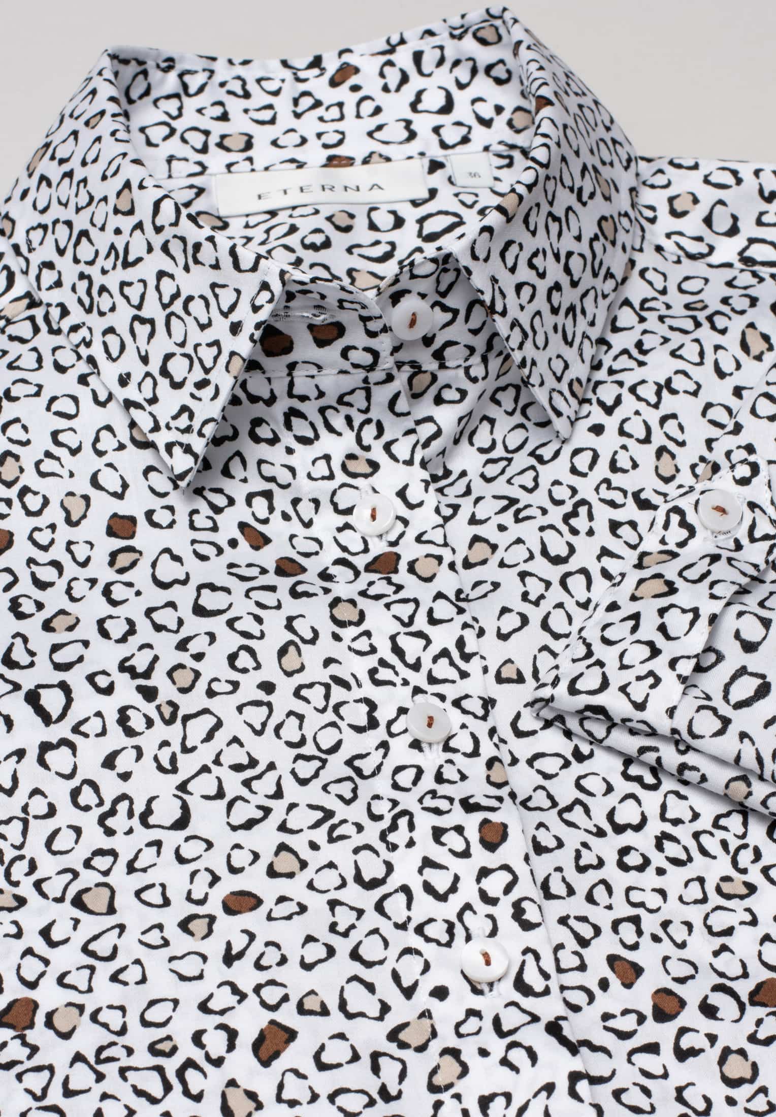 ETERNA CLASSIC FIT Kurz Arm Bluse - Snow Leopard Confetti - 7472-01-H642 von Eterna