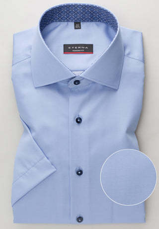 ETERNA MODERN FIT Kurzarm Hemd - Airy Riviera Blue - 3921-12-C15K
