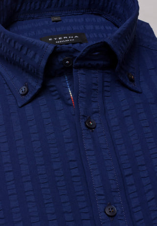 ETERNA REGULAR FIT Kurzarm Hemd - Midnight Seersucker - 2480-18-WS8B