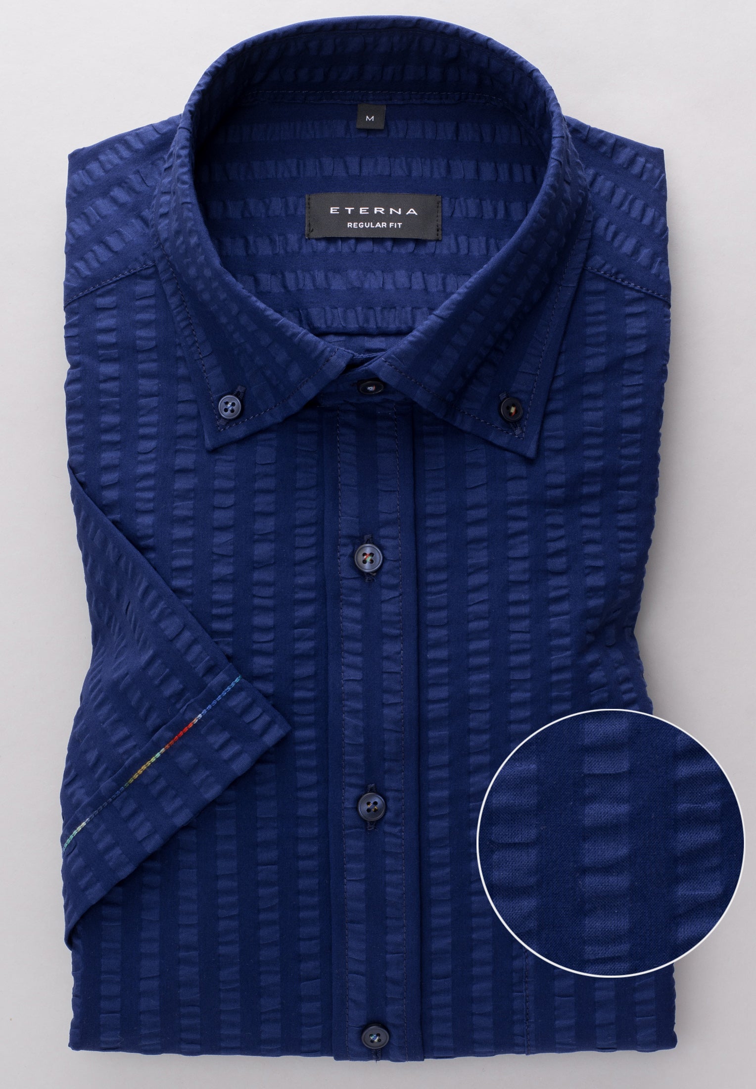 ETERNA REGULAR FIT Kurzarm Hemd - Midnight Seersucker - 2480-18-WS8B von Eterna