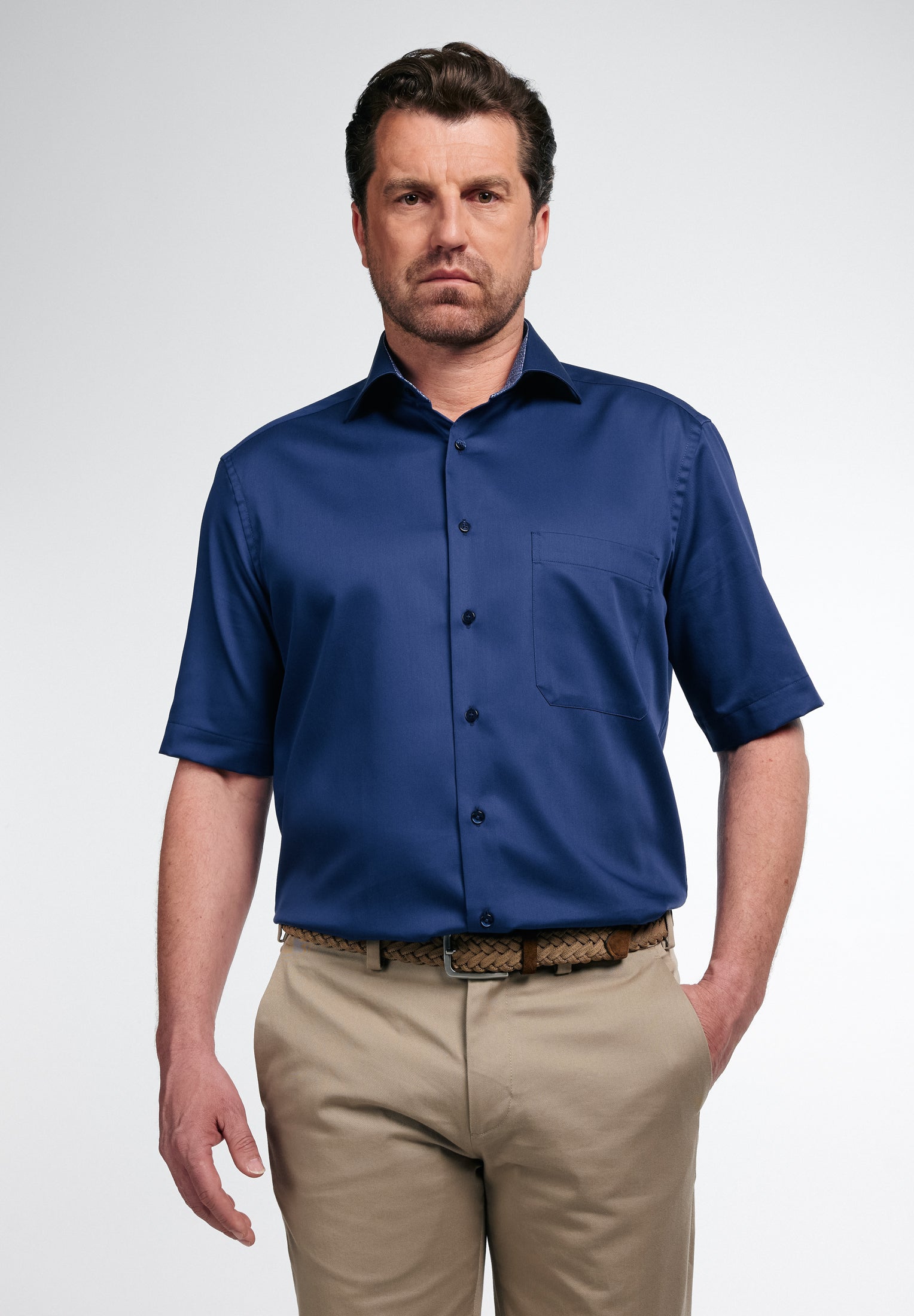 ETERNA COMFORT FIT Kurzarm Hemd - Midnight Indigo Twill - 3921-19-K15K von Eterna