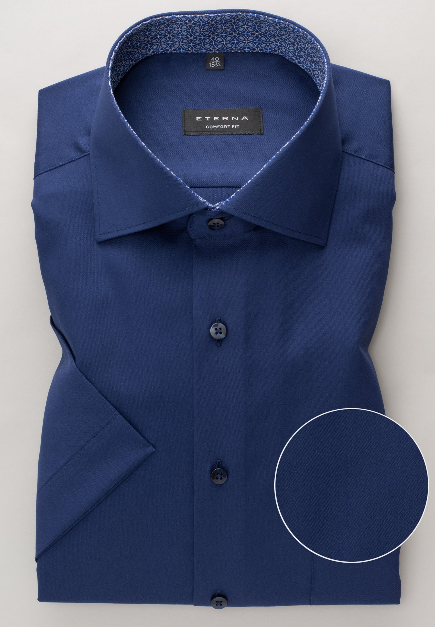 ETERNA COMFORT FIT Kurzarm Hemd - Midnight Indigo Twill - 3921-19-K15K von Eterna