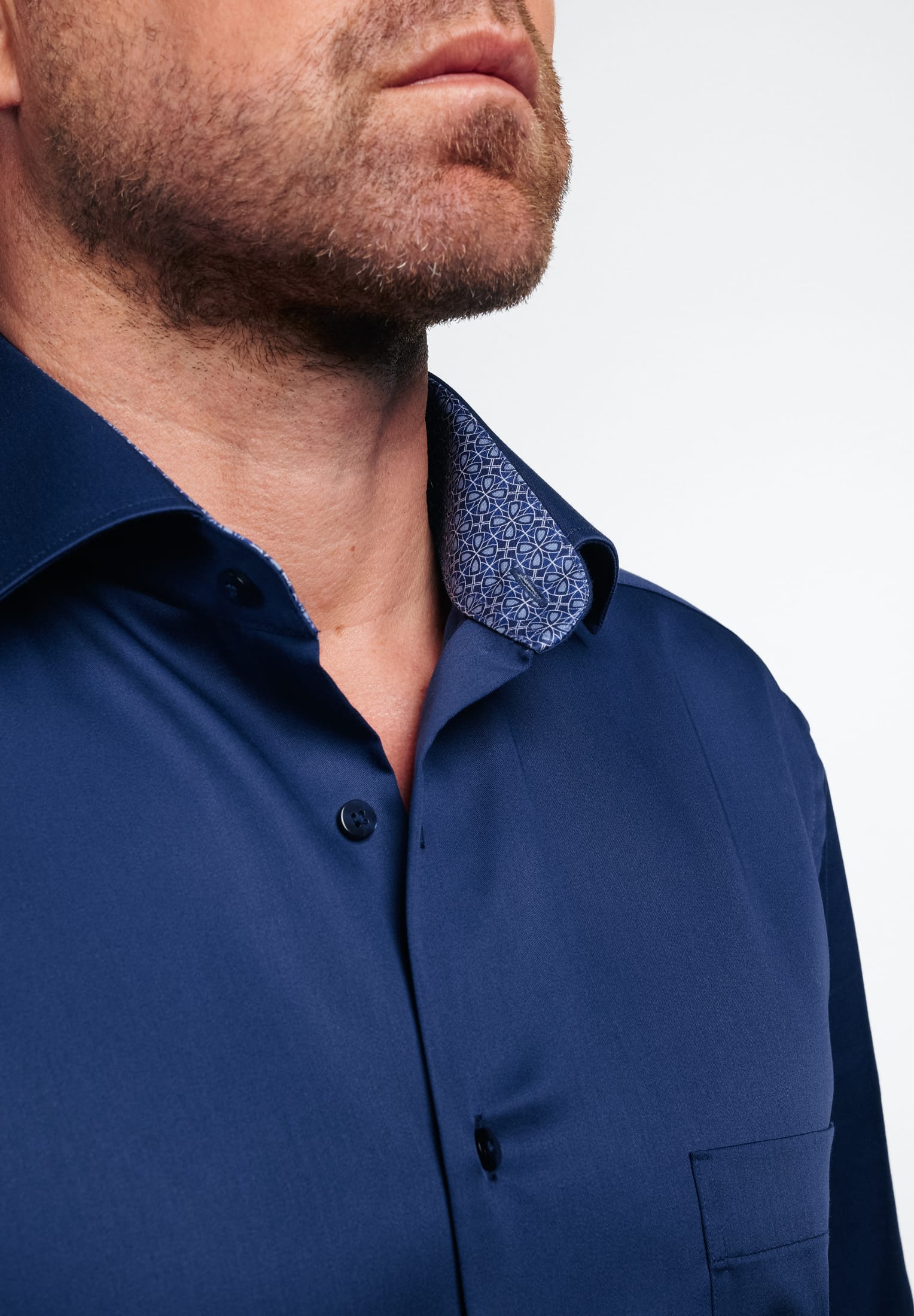 ETERNA COMFORT FIT Kurzarm Hemd - Midnight Indigo Twill - 3921-19-K15K von Eterna