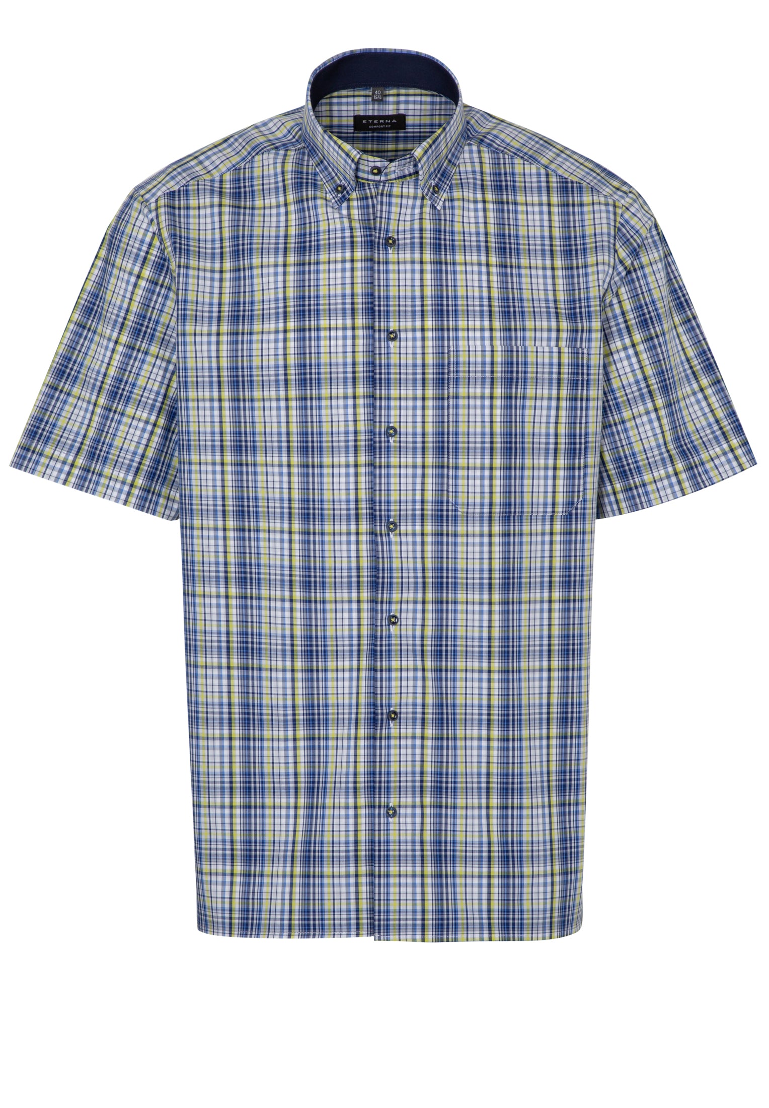ETERNA COMFORT FIT Kurzarm Hemd - Lime Harbor Blue - 8028-44-K14L