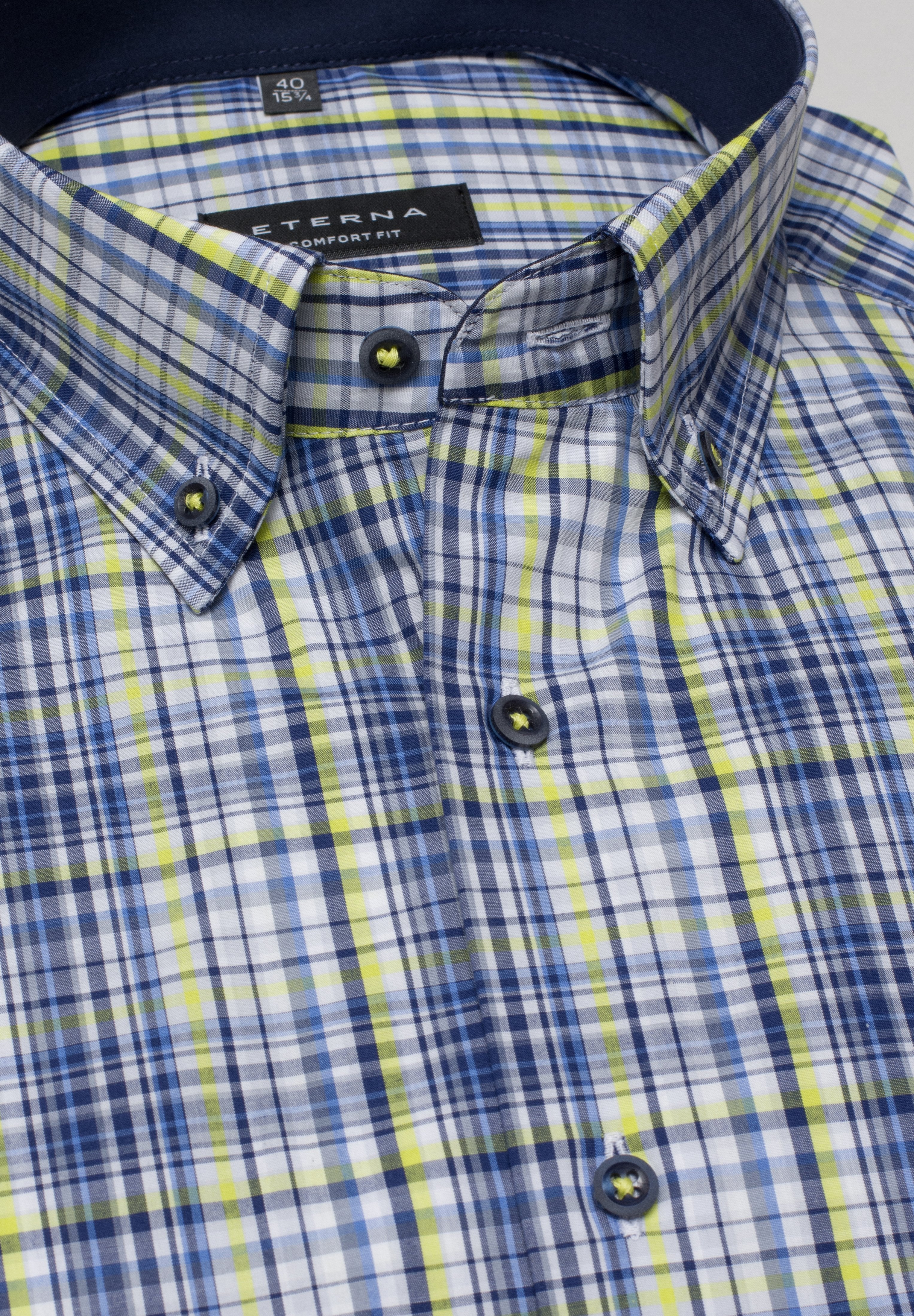 ETERNA COMFORT FIT Kurzarm Hemd - Lime Harbor Blue - 8028-44-K14L