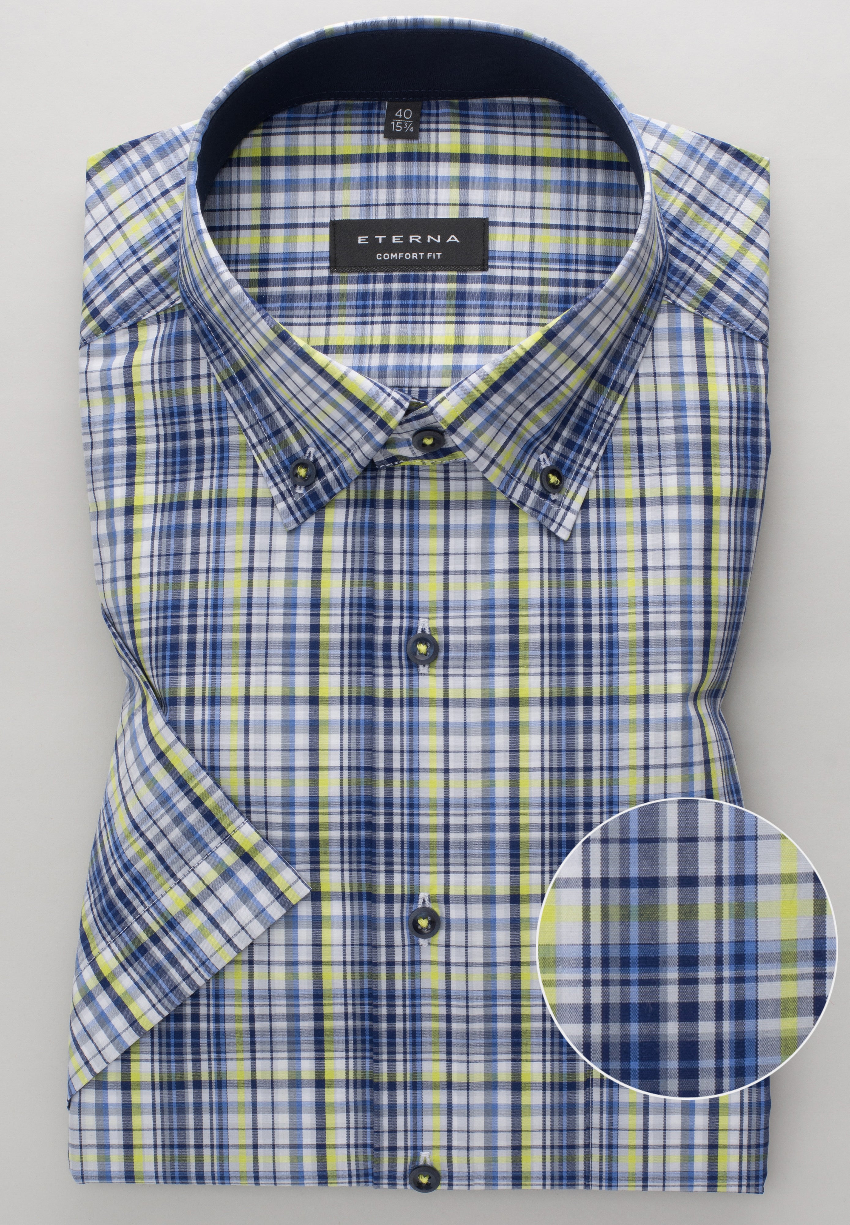 ETERNA COMFORT FIT Kurzarm Hemd - Lime Harbor Blue - 8028-44-K14L von Eterna