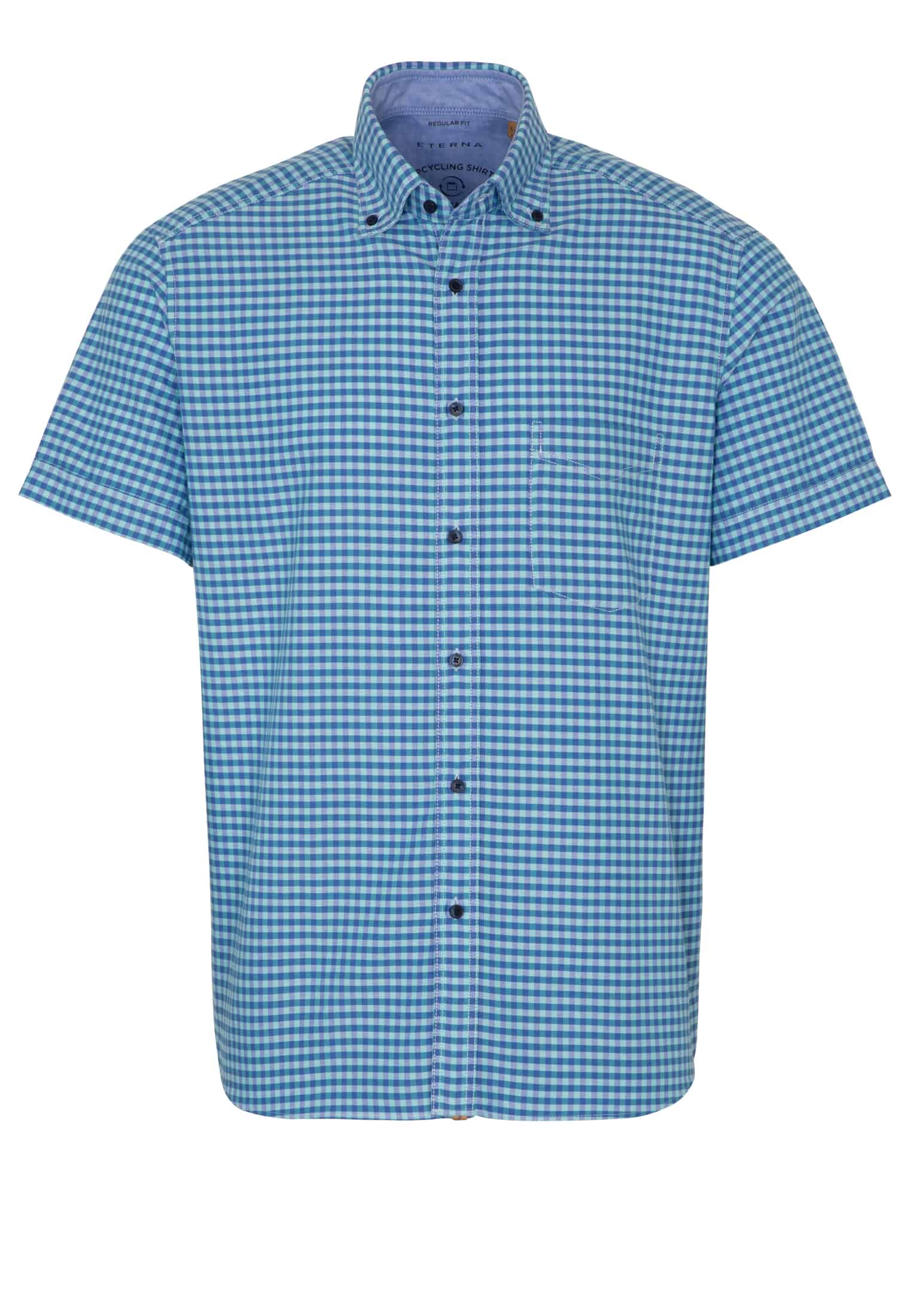 ETERNA REGULAR FIT UPCYCLING SHIRT - Sea Breeze Check - 2478-63-WS5B