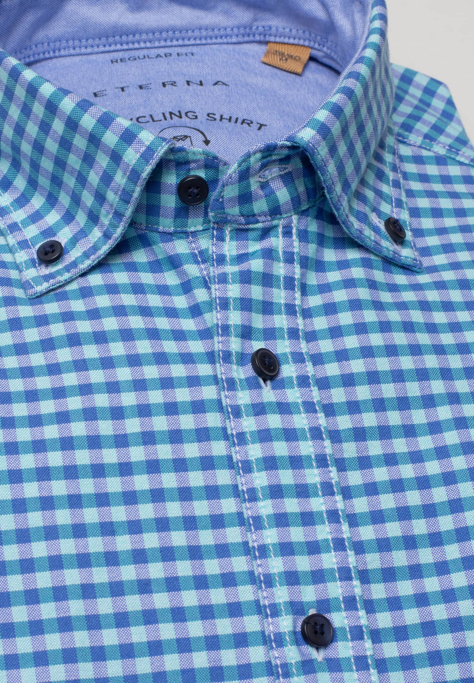 ETERNA REGULAR FIT UPCYCLING SHIRT - Sea Breeze Check - 2478-63-WS5B von Eterna
