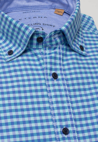 ETERNA REGULAR FIT UPCYCLING SHIRT - Sea Breeze Check - 2478-63-WS5B
