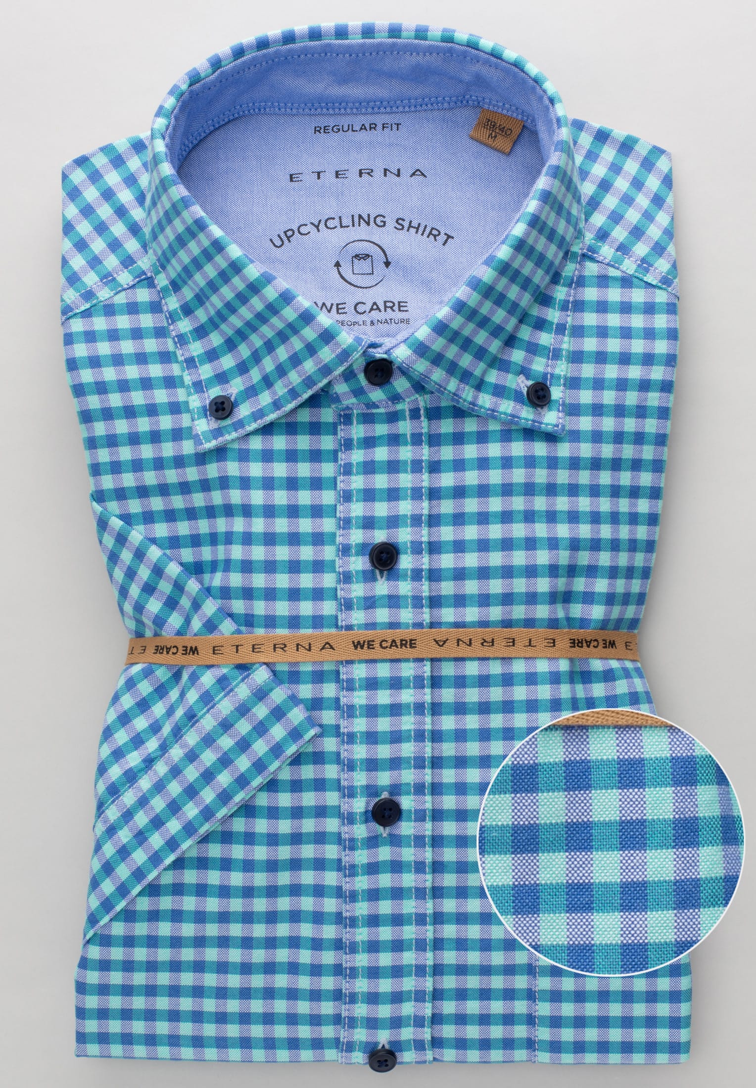 ETERNA REGULAR FIT UPCYCLING SHIRT - Sea Breeze Check - 2478-63-WS5B