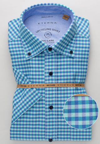 ETERNA REGULAR FIT UPCYCLING SHIRT - Sea Breeze Check - 2478-63-WS5B