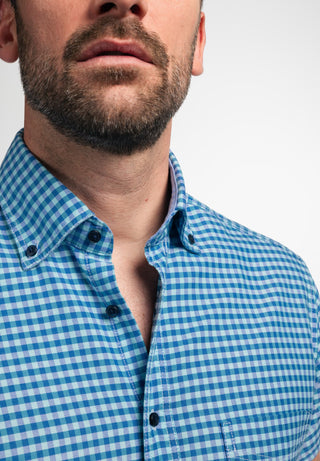 ETERNA REGULAR FIT UPCYCLING SHIRT - Sea Breeze Check - 2478-63-WS5B