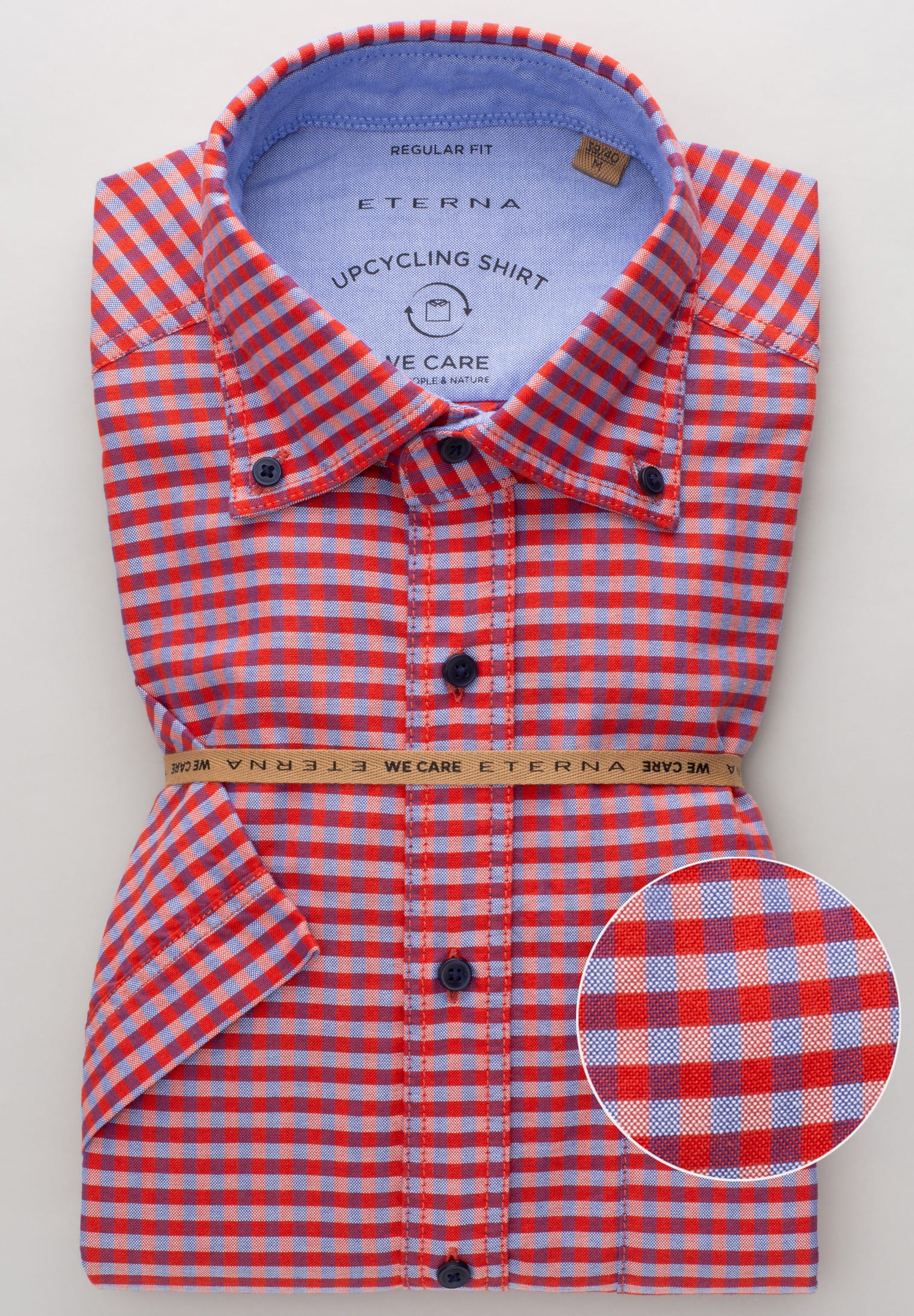 ETERNA REGULAR FIT UPCYCLING SHIRT Kurzarm Hemd - Crimson Orchard Blue - 2478-83-WS5B