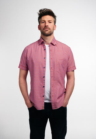 ETERNA REGULAR FIT UPCYCLING SHIRT Kurzarm Hemd - Crimson Orchard Blue - 2478-83-WS5B