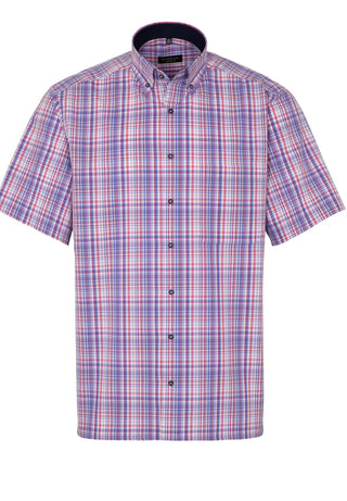 ETERNA COMFORT FIT Kurzarm Hemd - Lavender Coral Check - 8028-93-K14L