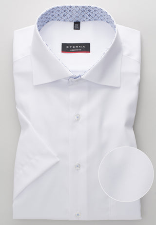 ETERNA MODERN FIT Kurzarm Hemd - Pearl Atlas White - 8105-00-C15K
