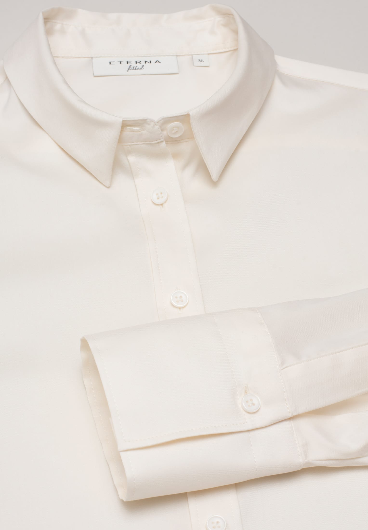 ETERNA FITTED Performance Shirt Langarm Bluse - Ivory Mist Twill - 5377-01-DF04
