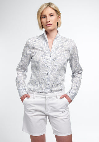 ETERNA CLASSIC FIT Langarm Bluse - Blue Dot Riviera - 7438-01-D775