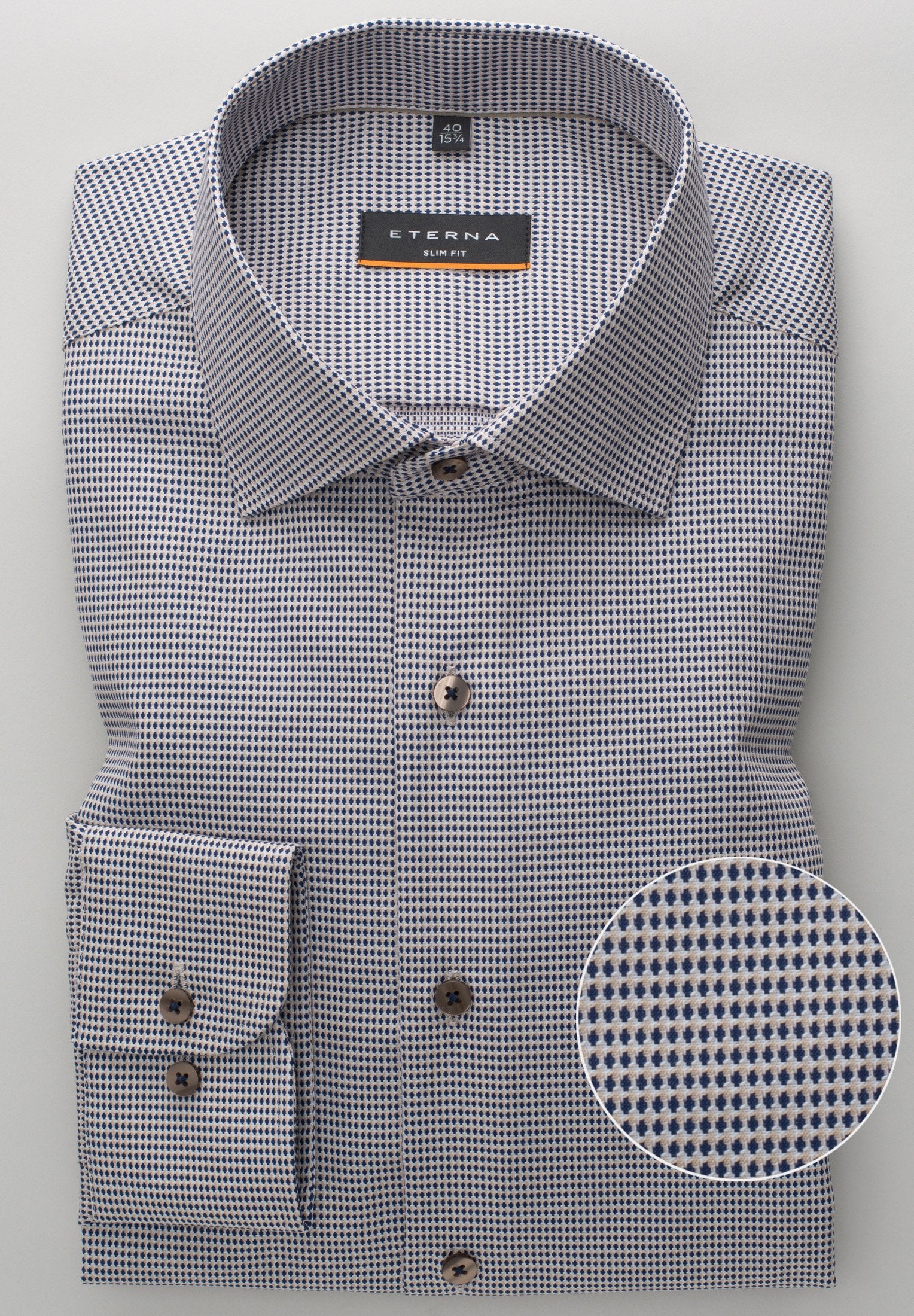 ETERNA SLIM FIT Langarm Hemd - Silver Mist Navy - 8038-18-F170