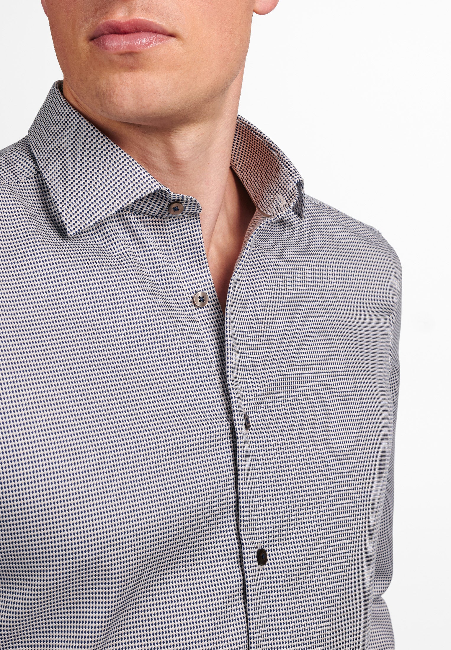 ETERNA SLIM FIT Langarm Hemd - Silver Mist Navy - 8038-18-F170 von Eterna