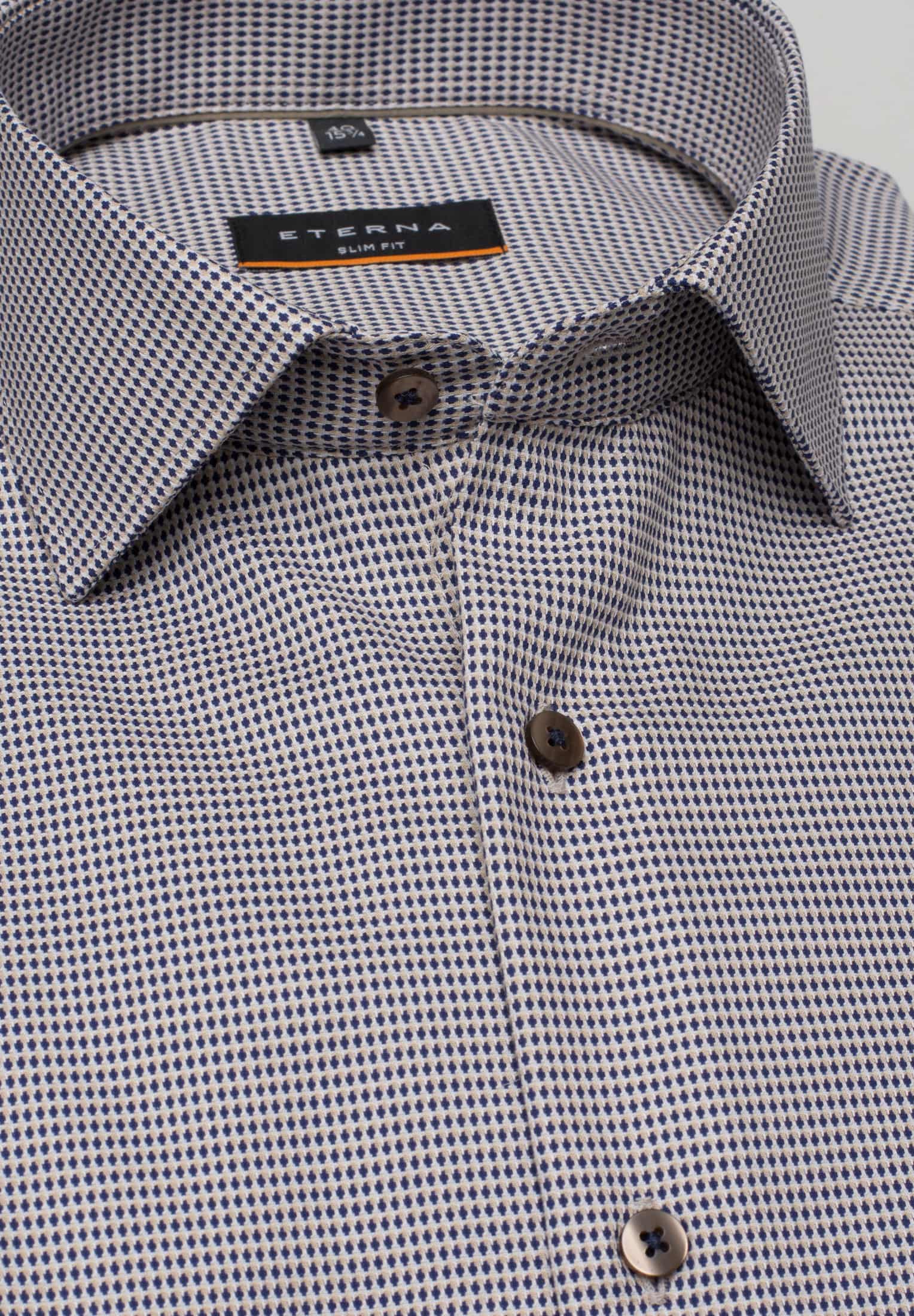 ETERNA SLIM FIT Langarm Hemd - Silver Mist Navy - 8038-18-F170 von Eterna