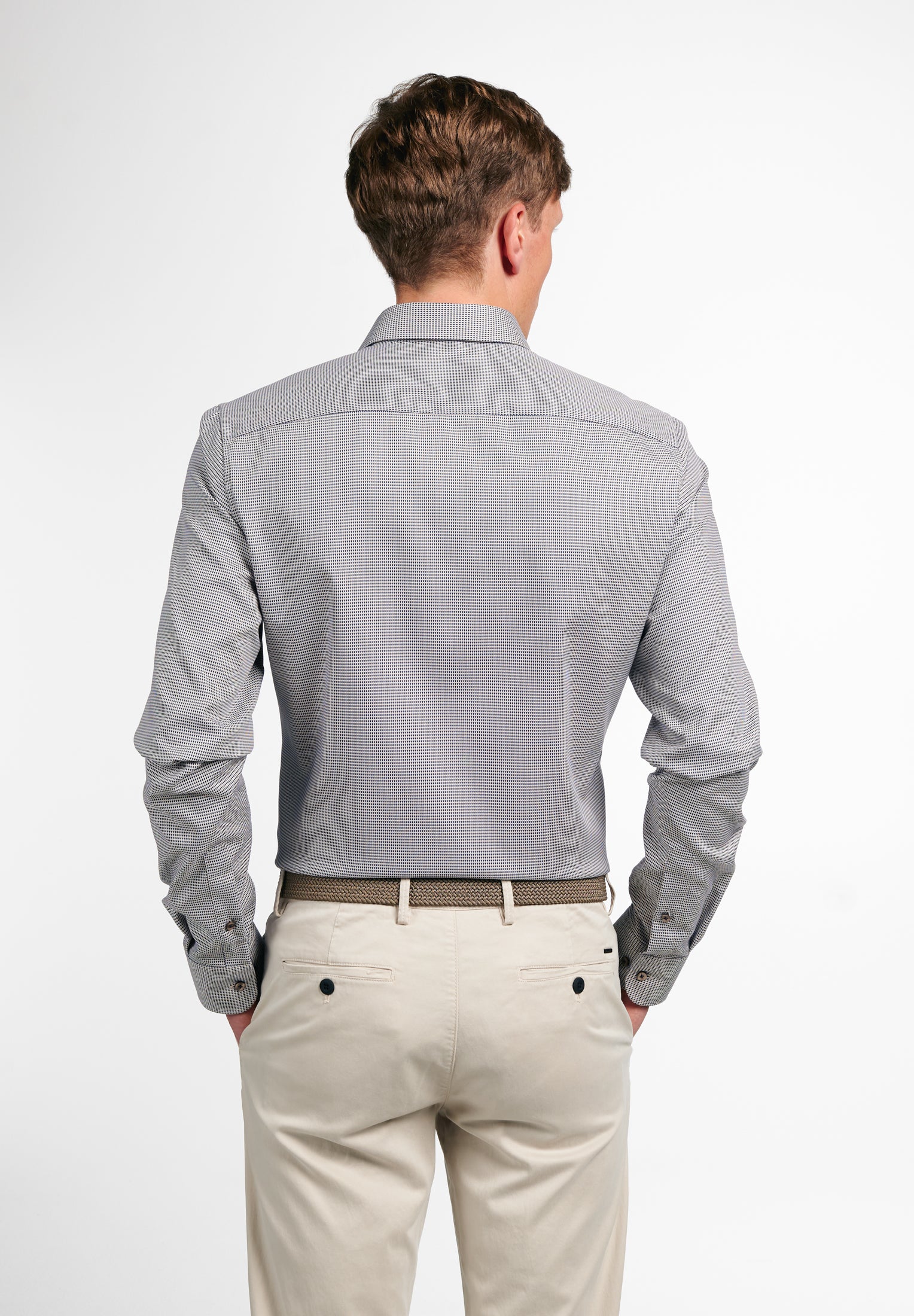 ETERNA SLIM FIT Langarm Hemd - Silver Mist Navy - 8038-18-F170 von Eterna
