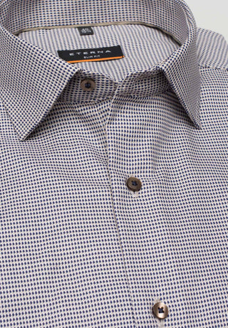 ETERNA SLIM FIT Kurzarm Hemd - Silver Mist Check - 8038-18-G170