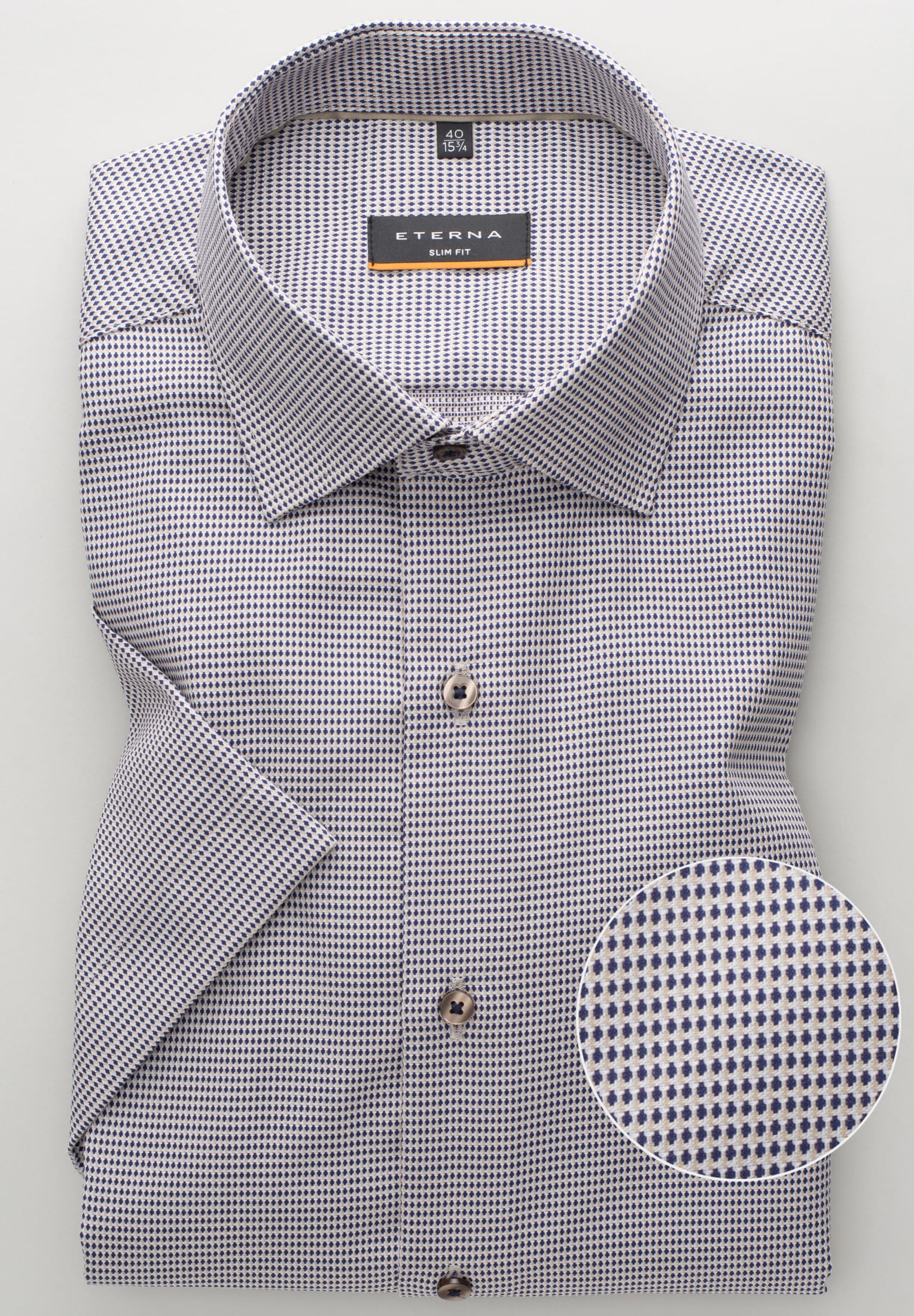 ETERNA SLIM FIT Kurzarm Hemd - Silver Mist Check - 8038-18-G170 von Eterna