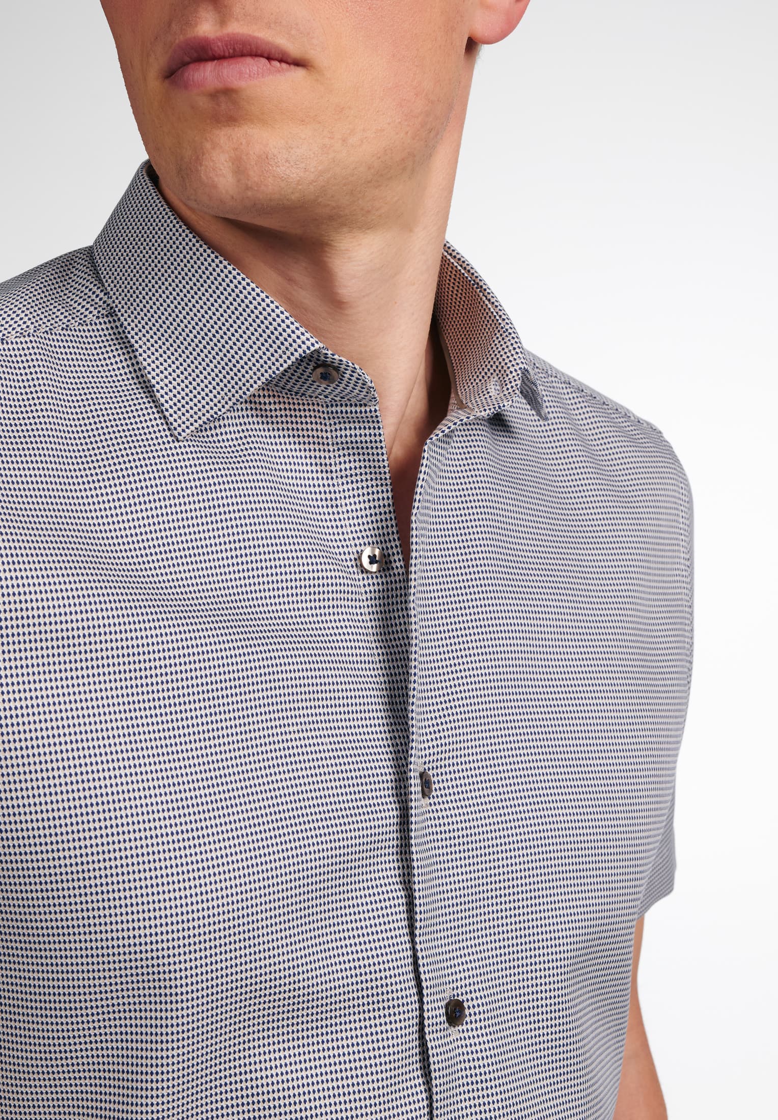 ETERNA SLIM FIT Kurzarm Hemd - Silver Mist Check - 8038-18-G170 von Eterna