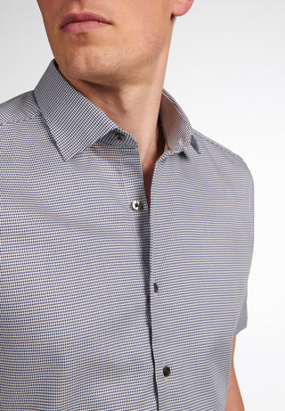 ETERNA SLIM FIT Kurzarm Hemd - Silver Mist Check - 8038-18-G170