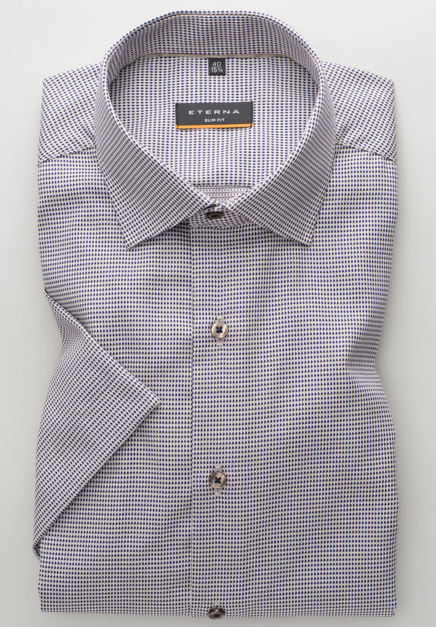 ETERNA SLIM FIT Kurzarm Hemd - Silver Mist Check - 8038-18-G170 von Eterna