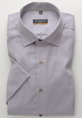 ETERNA SLIM FIT Kurzarm Hemd - Silver Mist Check - 8038-18-G170