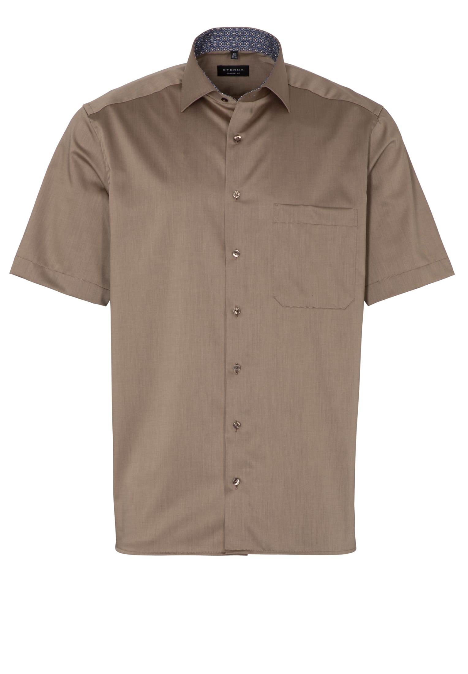 ETERNA MODERN FIT Kurzarm Hemd - Camel Harbor Twill - 3368-24-C15K