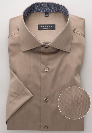 ETERNA COMFORT FIT Kurzarm Hemd - Sandstone Truffle - 3368-24-K15K