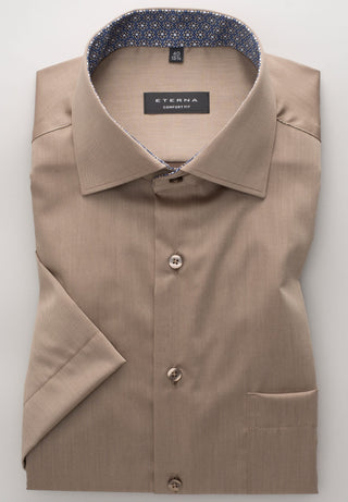 ETERNA COMFORT FIT Kurzarm Hemd - Sandstone Truffle - 3368-24-K15K