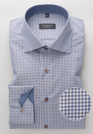 ETERNA COMFORT FIT Langarm Hemd - Gingham Horizon Blue - 8913-24-E15K
