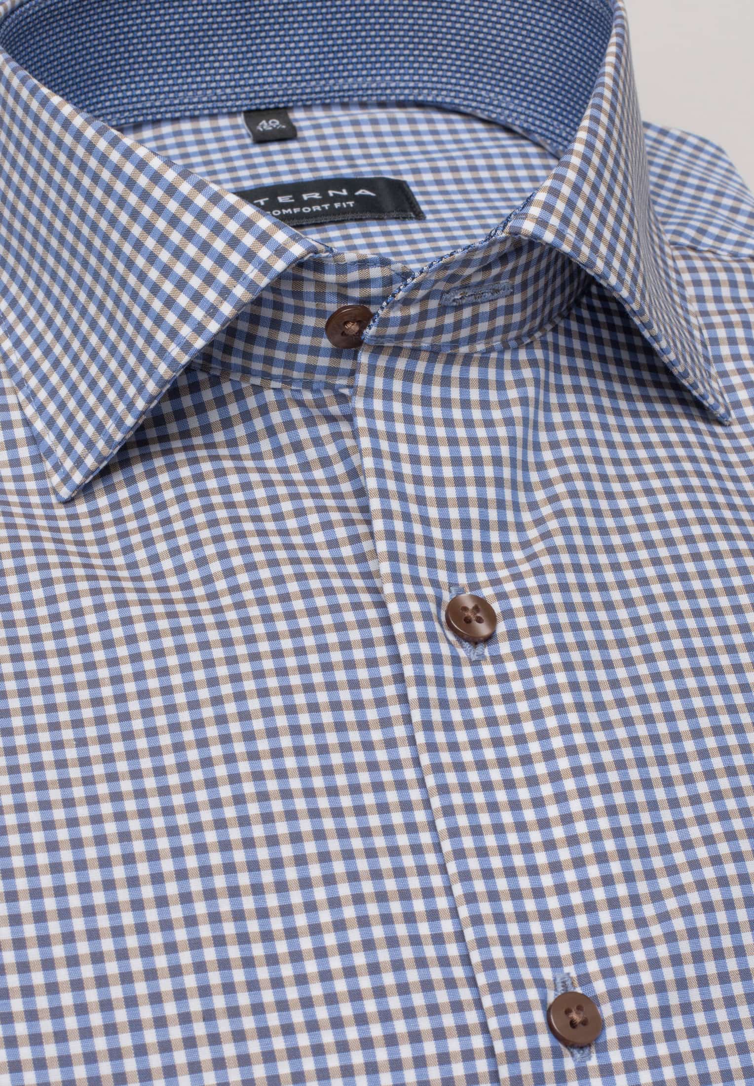 ETERNA COMFORT FIT Langarm Hemd - Gingham Horizon Blue - 8913-24-E15K von Eterna