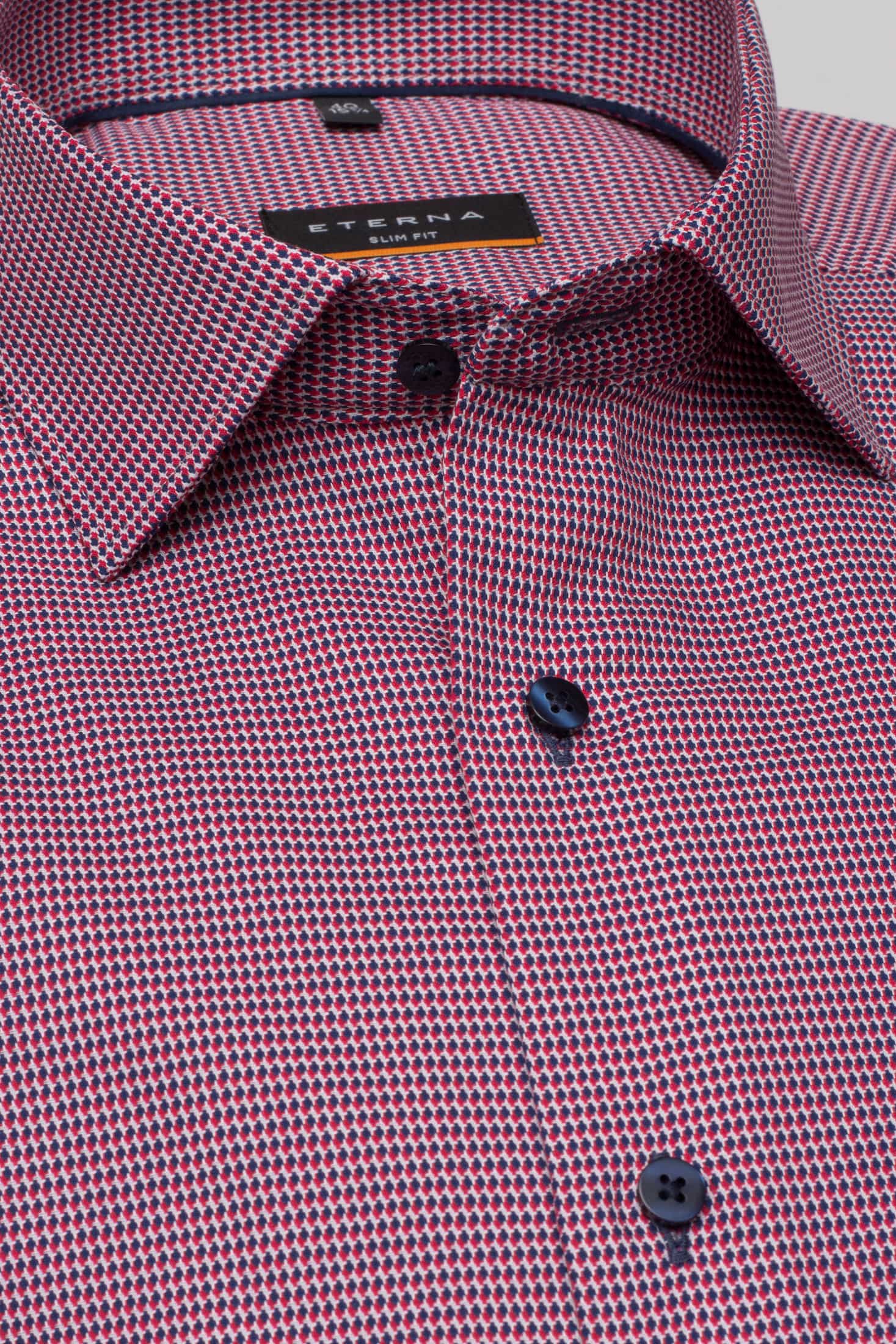 ETERNA COMFORT FIT Langarm Hemd - Bordeaux Houndstooth Red - 8038-56-E19K