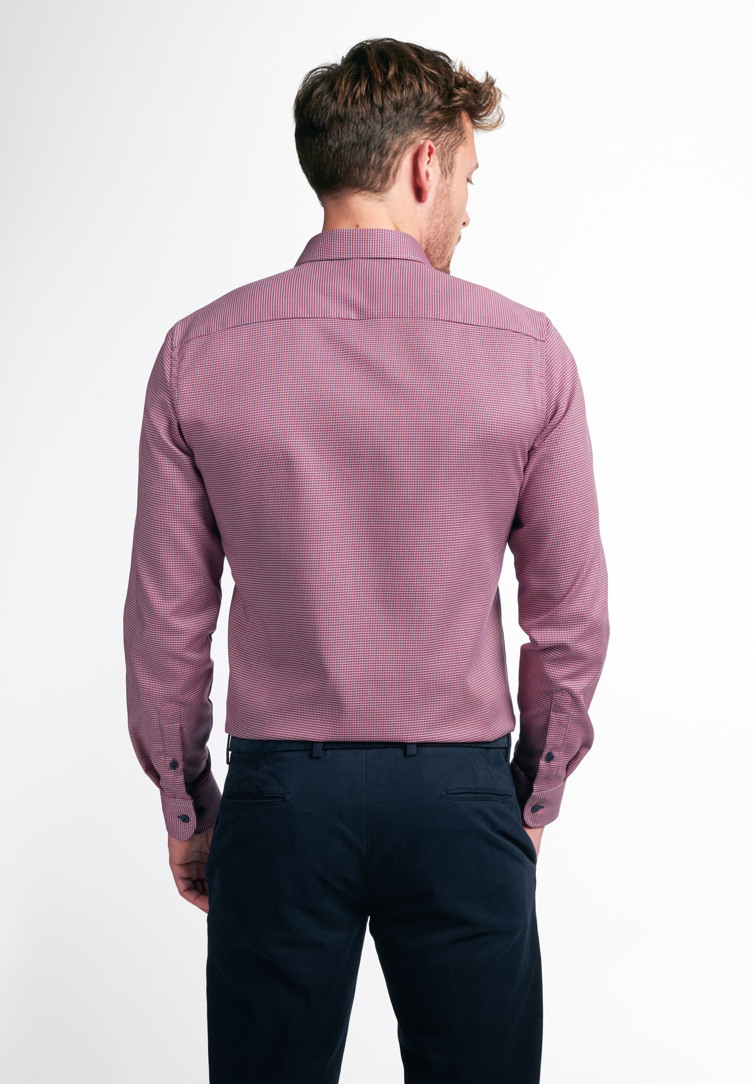 ETERNA SLIM FIT Langarm Hemd - Burgundy Harbour Blue - 8038-56-F170 von Eterna