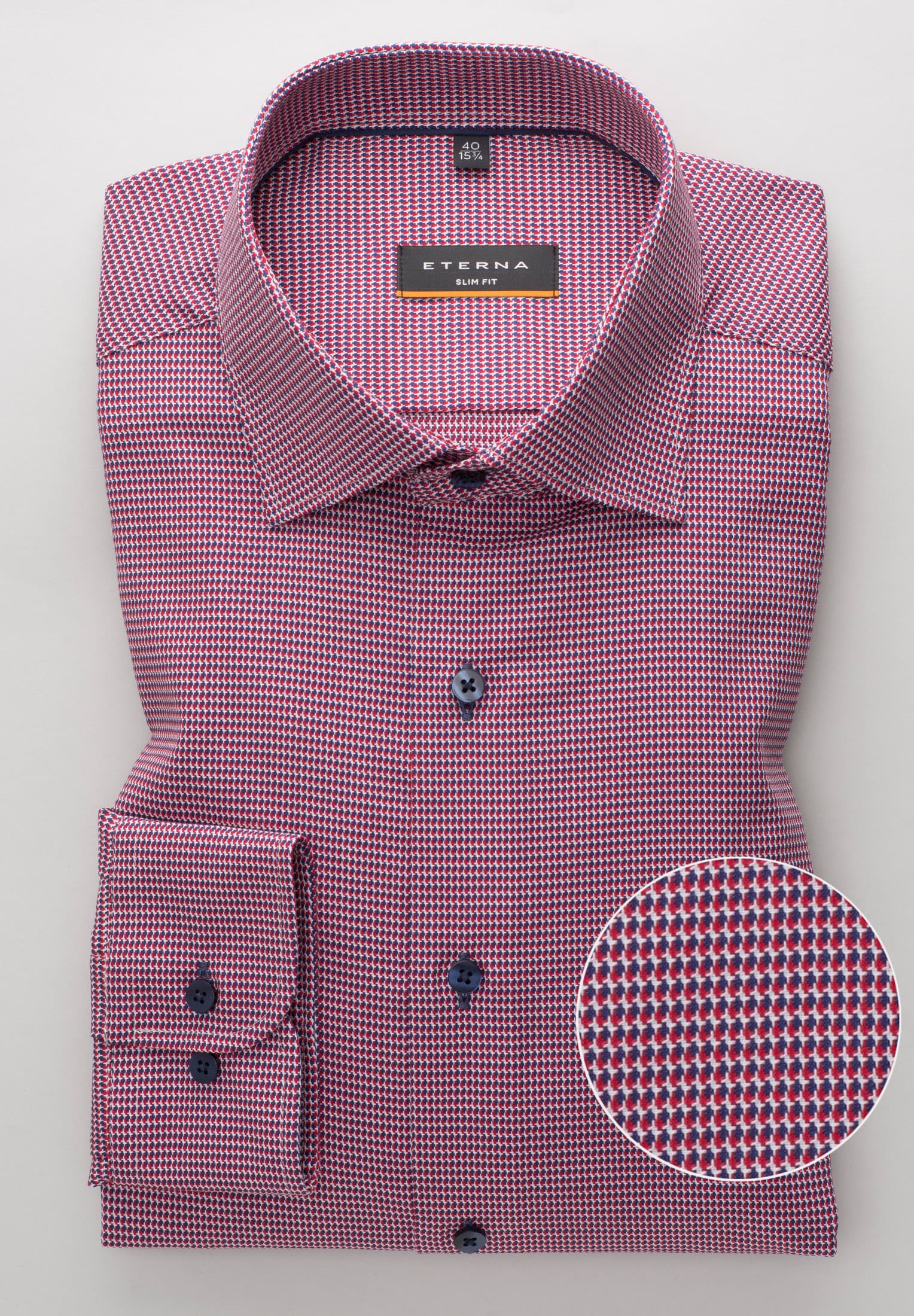 ETERNA SLIM FIT Langarm Hemd - Burgundy Harbour Blue - 8038-56-F170 von Eterna