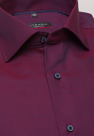 ETERNA MODERN FIT Langarm Hemd - Crimson Plum Texture - 8117-57-X18K
