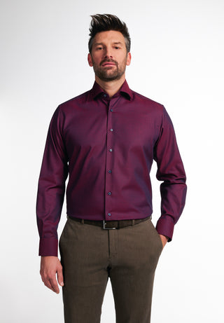 ETERNA MODERN FIT Langarm Hemd - Crimson Plum Texture - 8117-57-X18K