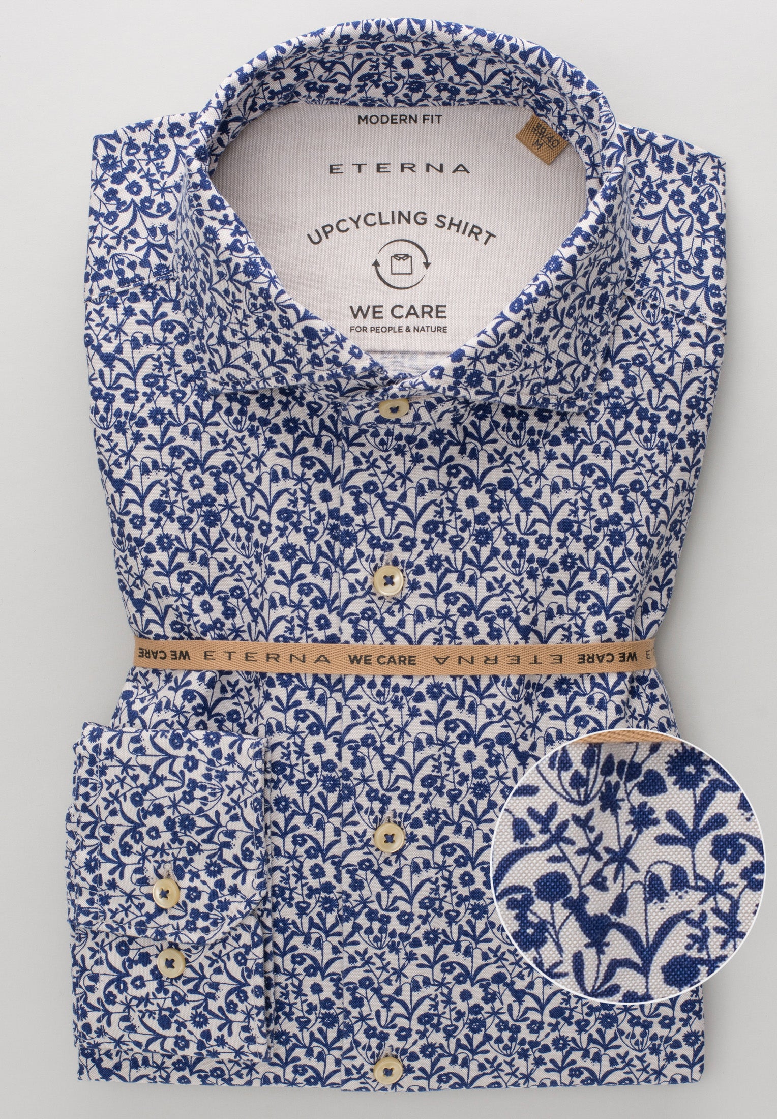 ETERNA REGULAR FIT UPCYCLING Langarm Hemd - Delft Meadow Blue - 2431-18-VS72