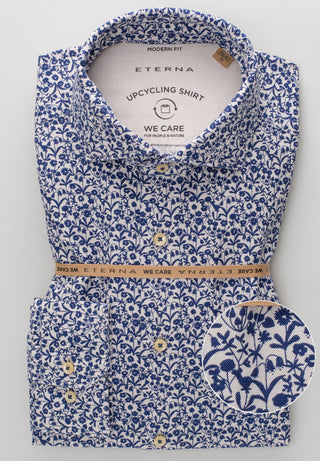 ETERNA REGULAR FIT UPCYCLING Langarm Hemd - Delft Meadow Blue - 2431-18-VS72