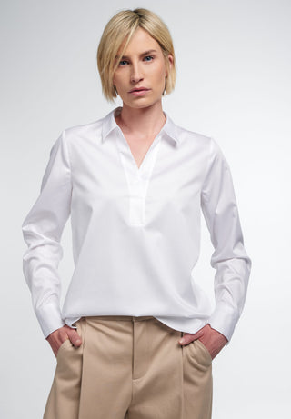 ETERNA CLASSIC FIT Bluse - Pure Ivory Satin - 5585-00-D958