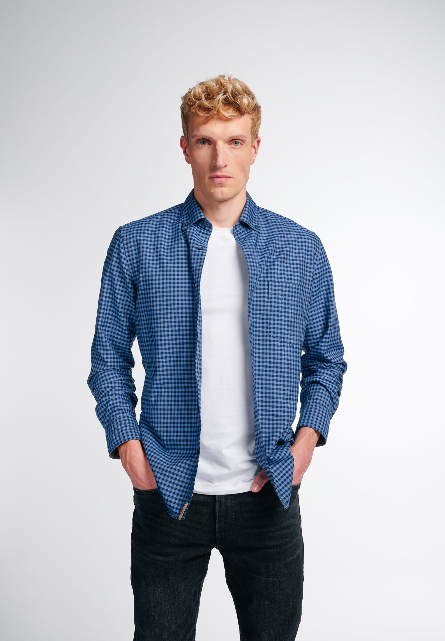 ETERNA SLIM FIT Hemd - Atlantic Gingham Blue - 2478-08-MS5B von Eterna