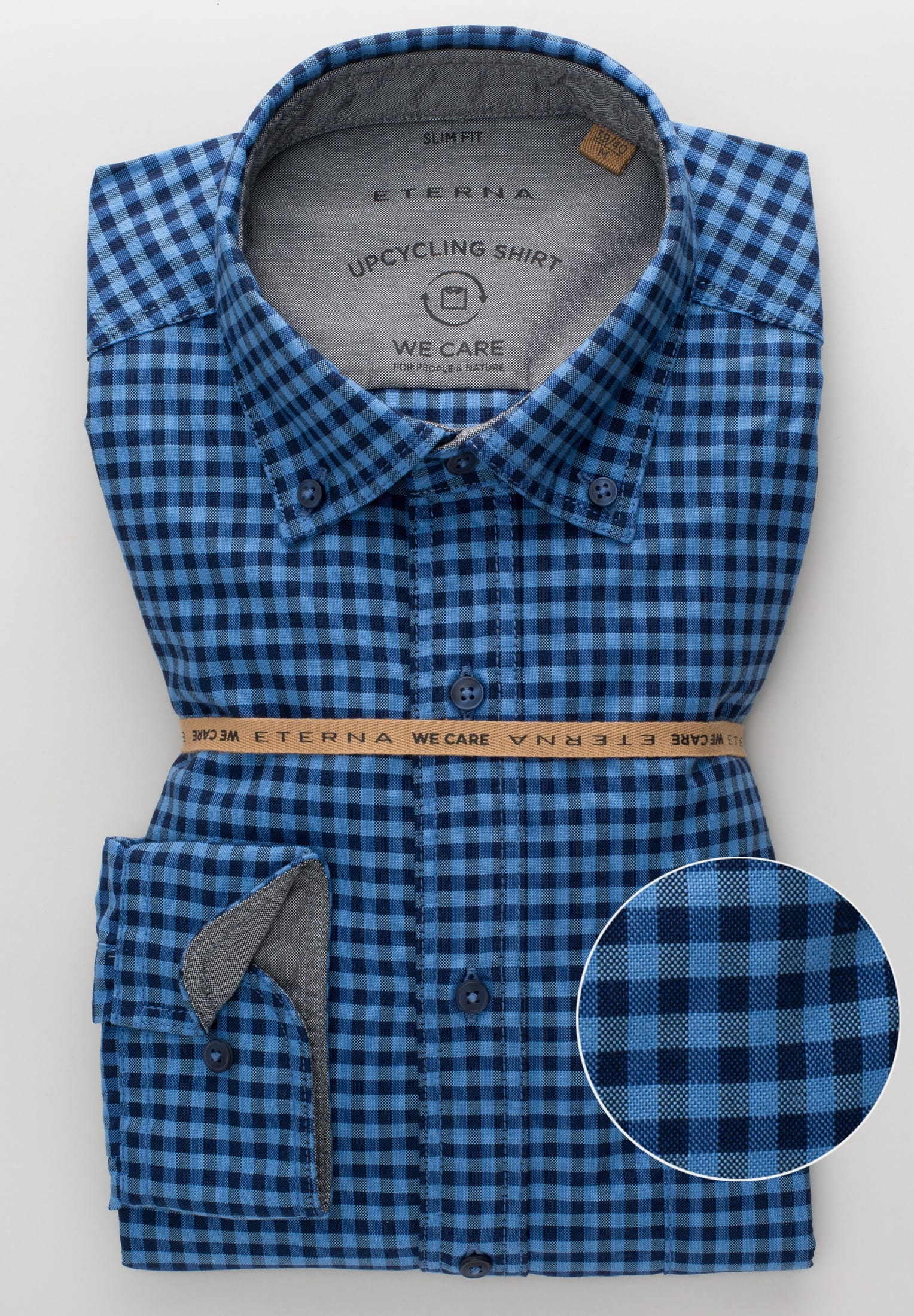 ETERNA SLIM FIT Hemd - Atlantic Gingham Blue - 2478-08-MS5B von Eterna