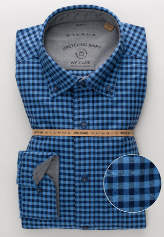 ETERNA SLIM FIT Hemd - Atlantic Gingham Blue - 2478-08-MS5B