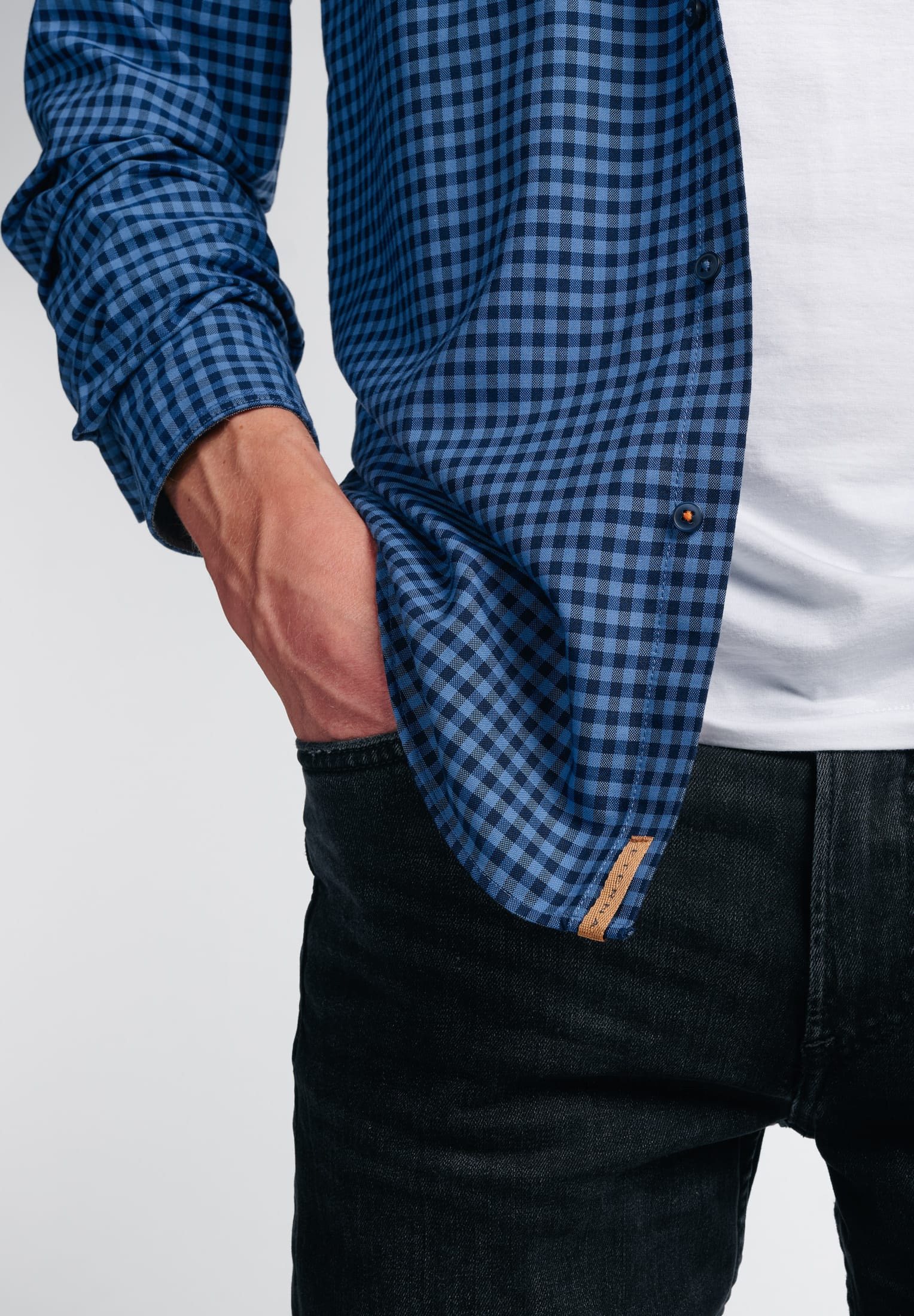 ETERNA SLIM FIT Hemd - Atlantic Gingham Blue - 2478-08-MS5B